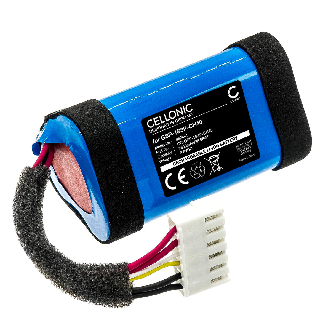 CELLONIC, Lautsprecherakku kompatibel mit JBL Charge Essential 2 (7800mAh, 3.7V) Ersatzakku GSP-1S3P