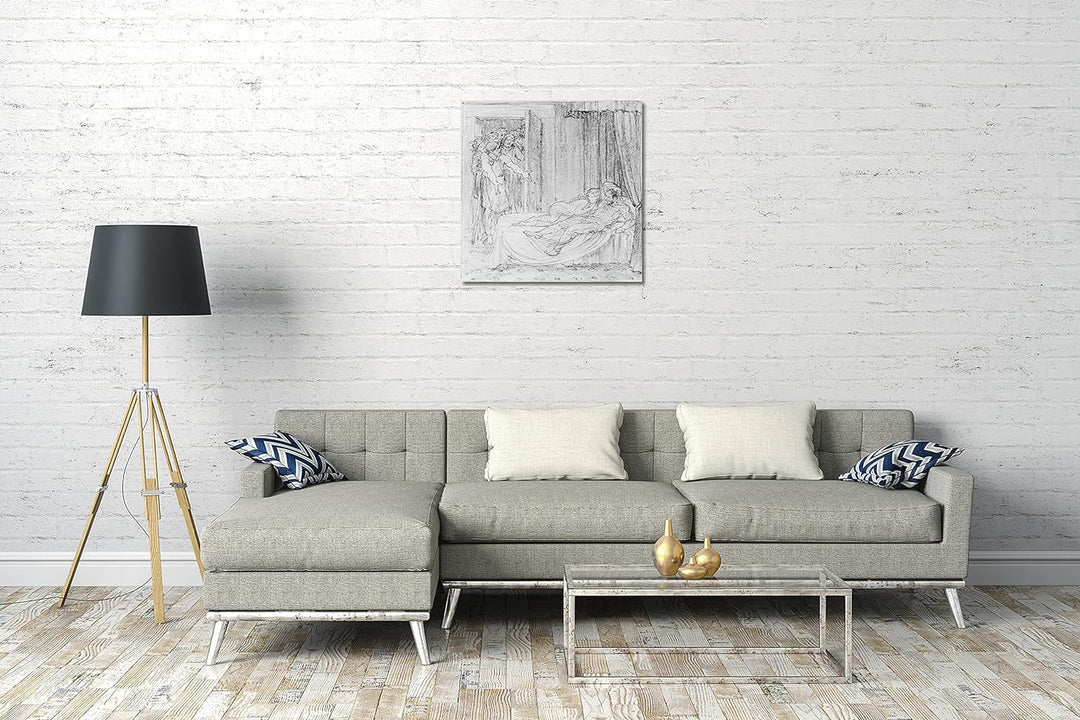 Printed Paintings Leinwand (70x70cm): Bryson Burroughs - Mars und Venus gefangen im Netz von Vulkan