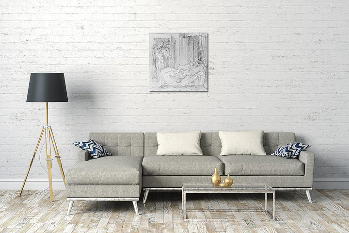 Printed Paintings Leinwand (70x70cm): Bryson Burroughs - Mars und Venus gefangen im Netz von Vulkan