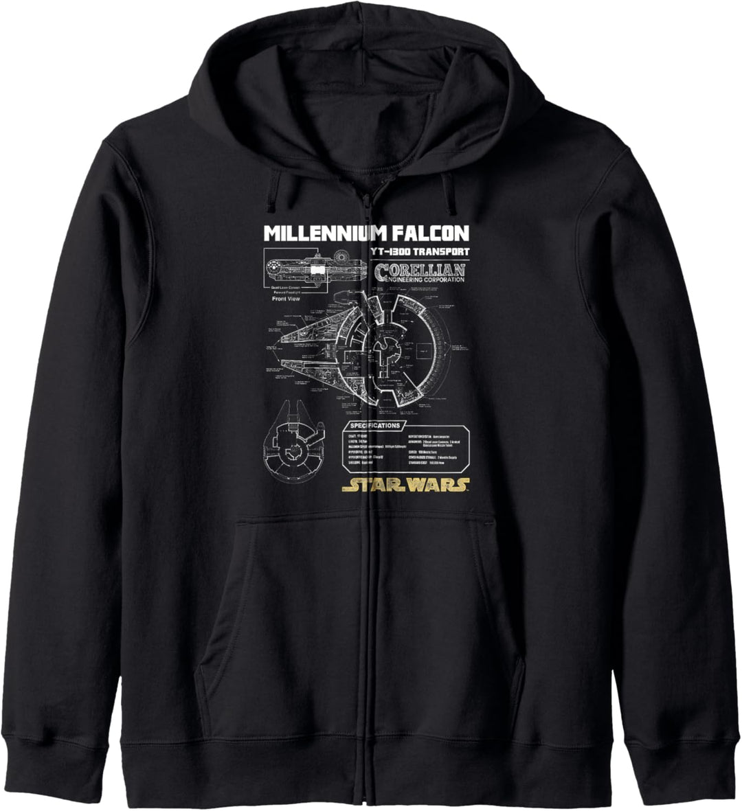 Star Wars Gold Millennium Falcon Schematics Kapuzenjacke