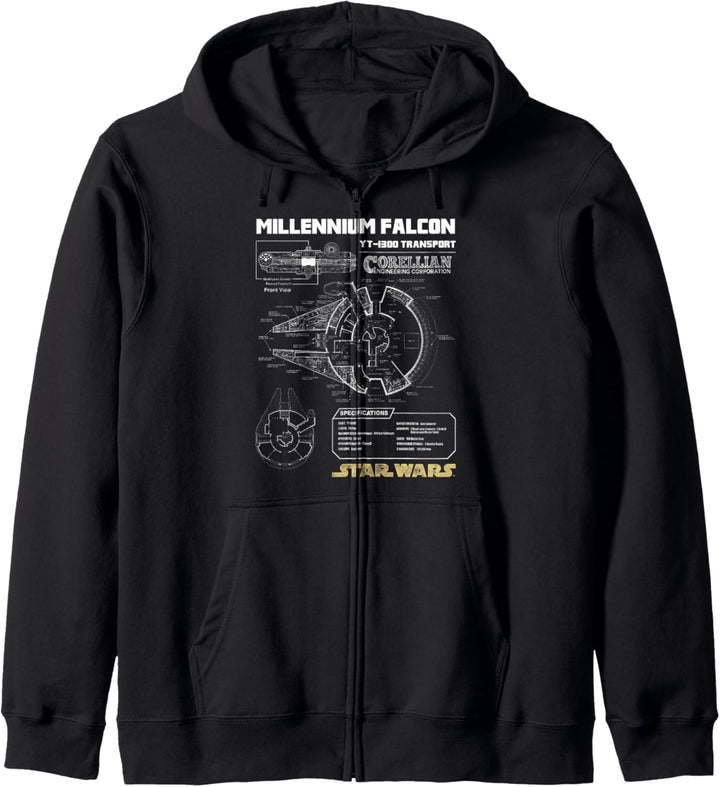 Star Wars Gold Millennium Falcon Schematics Kapuzenjacke