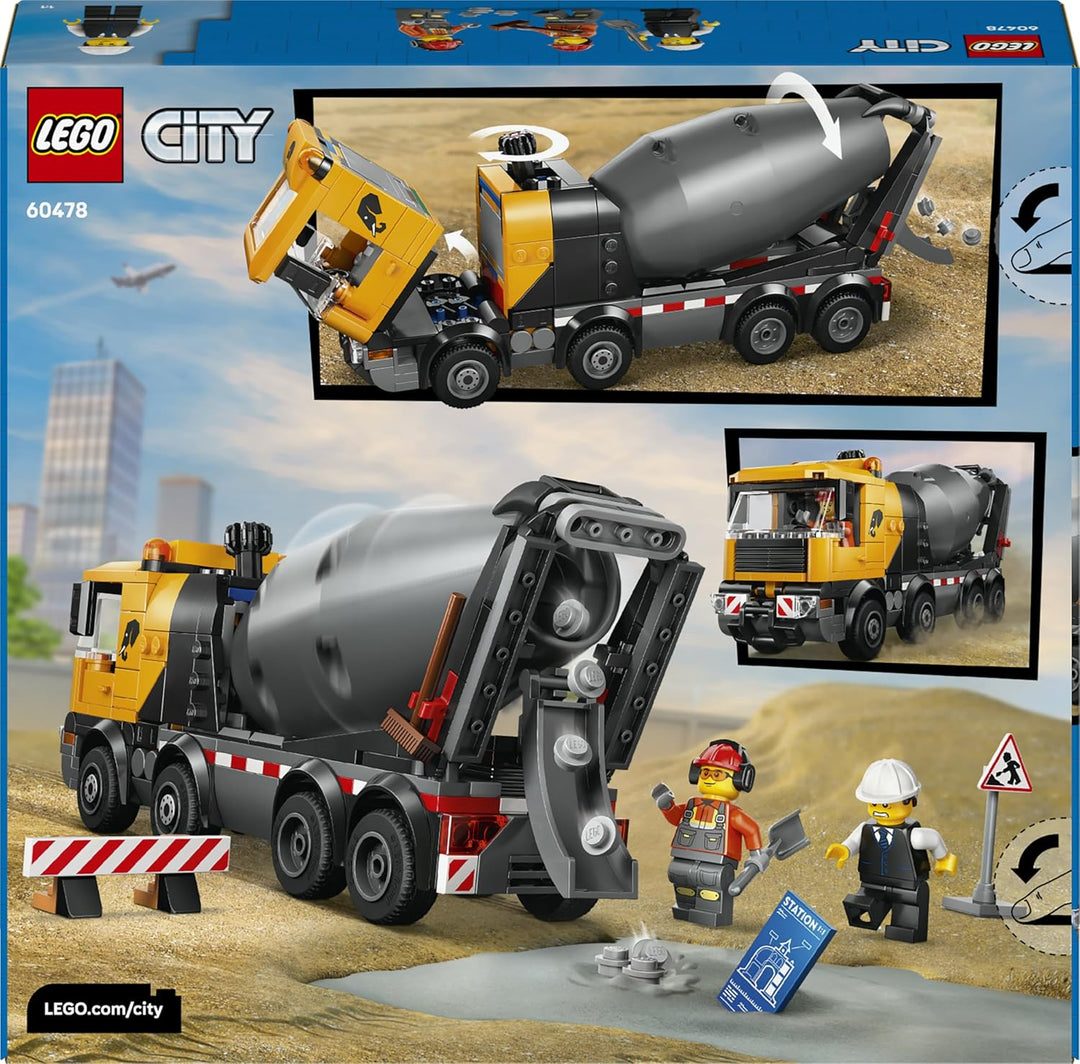 LEGO City Betonmischer - Lehrreiches Baufahrzeug Spielzeug mit 3 Minifiguren, drehbarer Trommel &amp; Au