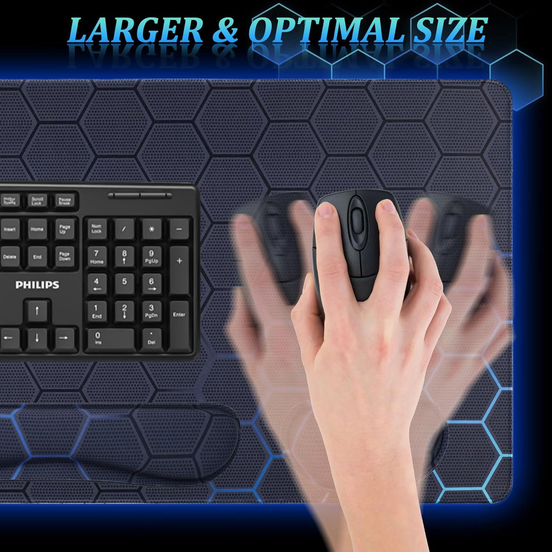 Niviy Gaming Mauspad 900x400mm mit Handauflage,Memory Foam Mousepad Ergonomisches Tastaturpad,Geomet