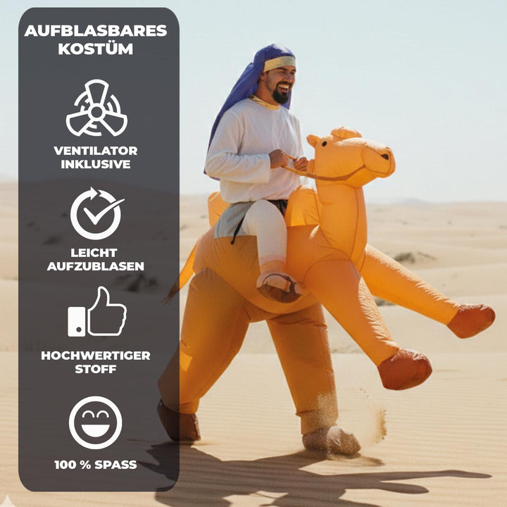 AirSuit® Aufblasbares Kostüm Kamel | Ausgefallenes Auflbaskostüm | Premium Qualität | Grösse Erwachs