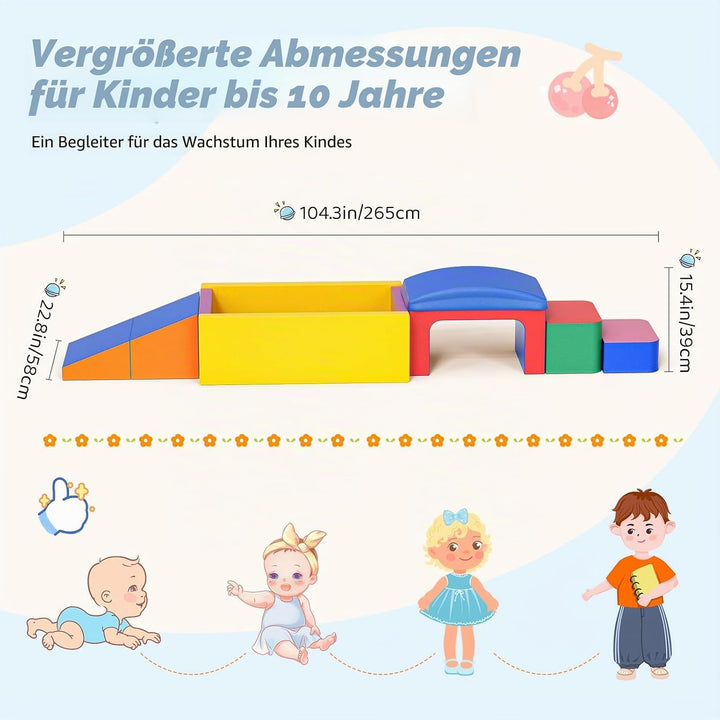 Baby-Schaumstoffbausteine, Softplay-Set für Kleinkinder von 1–3 Jahren, Baby-Kletterturm mit Rutsche