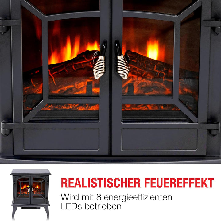 Classic Fire Kaminofen Narvik - Elektrokamin mit Heizung und Kaminfeuer LED - Künstliches Feuer - El