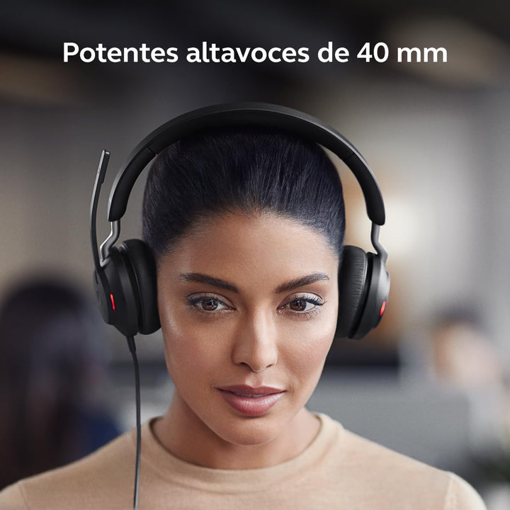 Jabra Evolve2 40 SE Kabelgebundenes Mono-Headset mit Geräuschunterdrückung, 3-Mikrofon-Technologie u