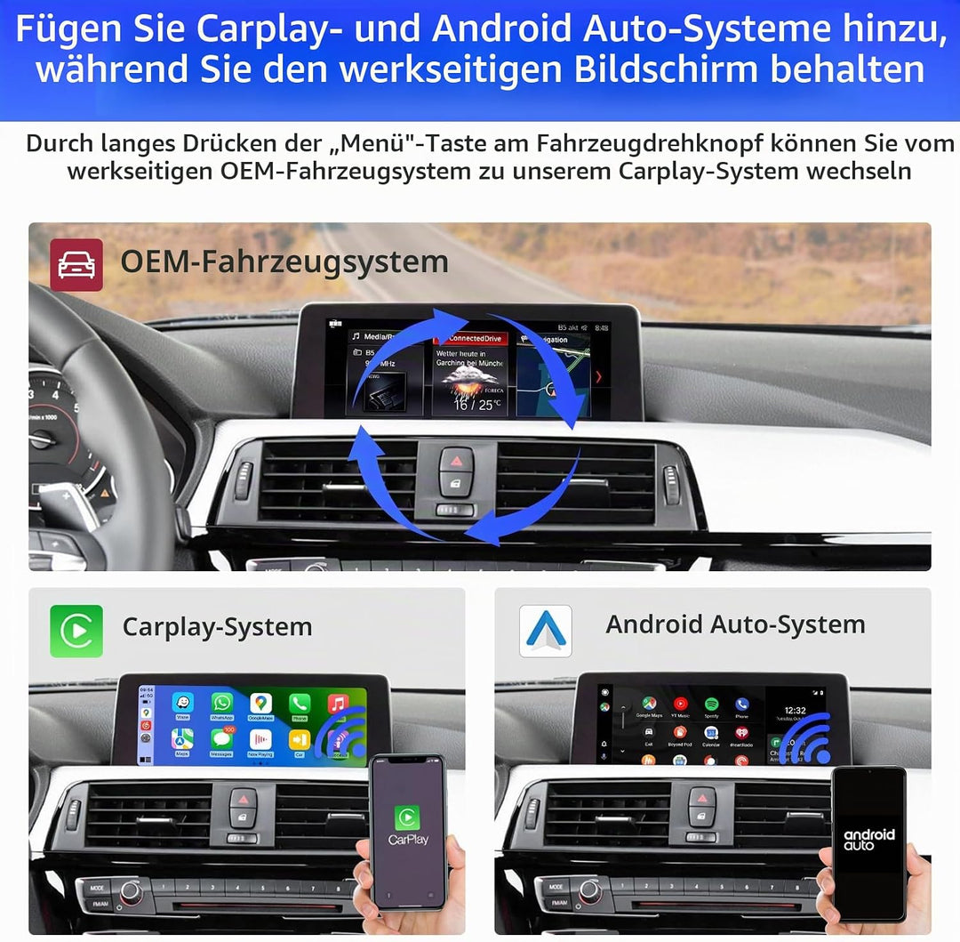 Road Top Wireless Carplay Android Auto für BMW 1 2 3 4 5 6 7 M3 M4 M5 X1 X2 X3 X4 X5 X6 2017-2020 Ja