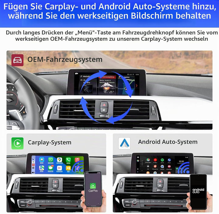 Road Top Wireless Carplay Android Auto für BMW 1 2 3 4 5 6 7 M3 M4 M5 X1 X2 X3 X4 X5 X6 2017-2020 Ja