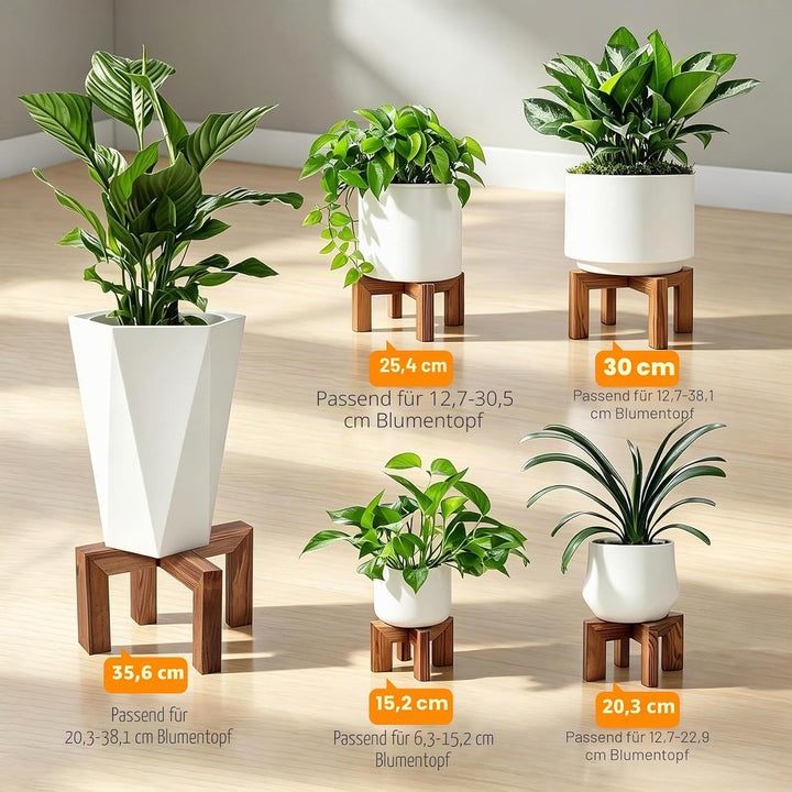Vigordream Pflanzenständer, Pflanzenhalter für drinnen und draussen aus Holz, Einzelner Blumentopfst