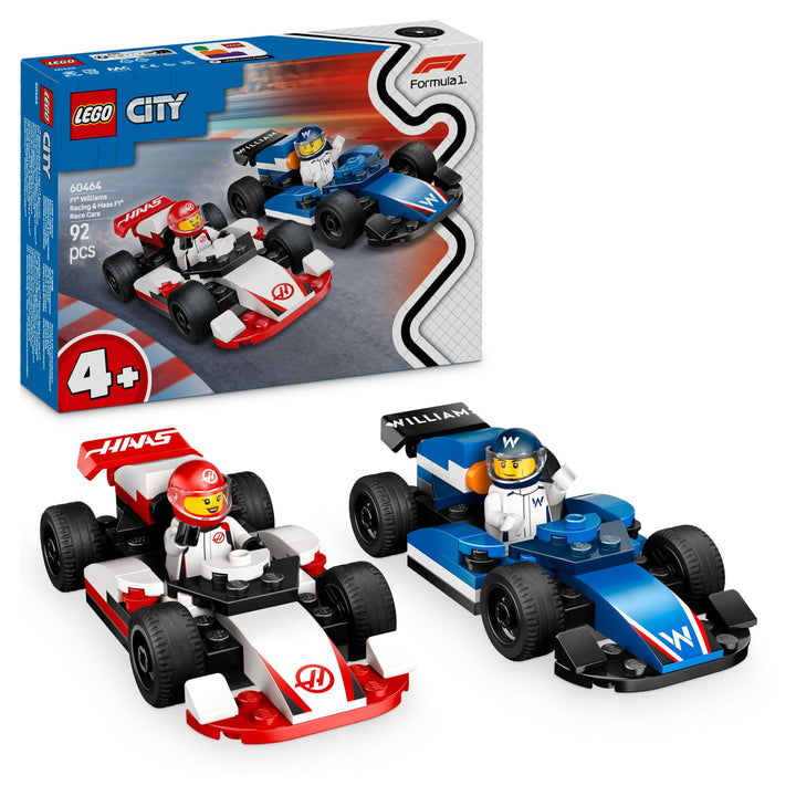 LEGO City F1 Williams Racing und Haas F1 Rennautos - Formel 1 Spielzeug mit baubaren Autos und 2 Ren