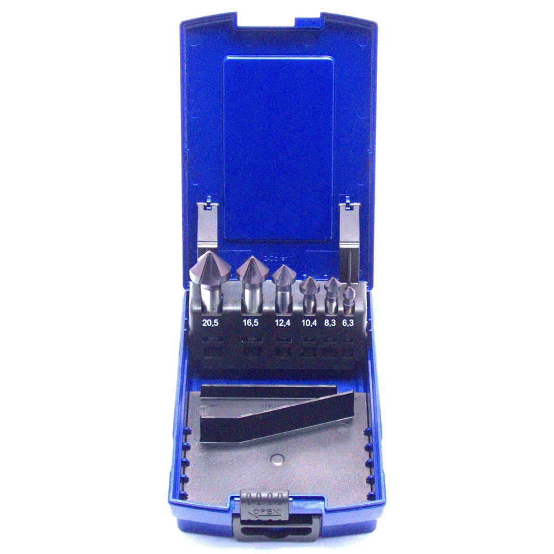 WSH-TOOLS Kegelsenker Set 6-teilig HSS-E Co5 –ungleich geteilt– TiAlN-beschichtet 6,3 mm - 20,5mm 90