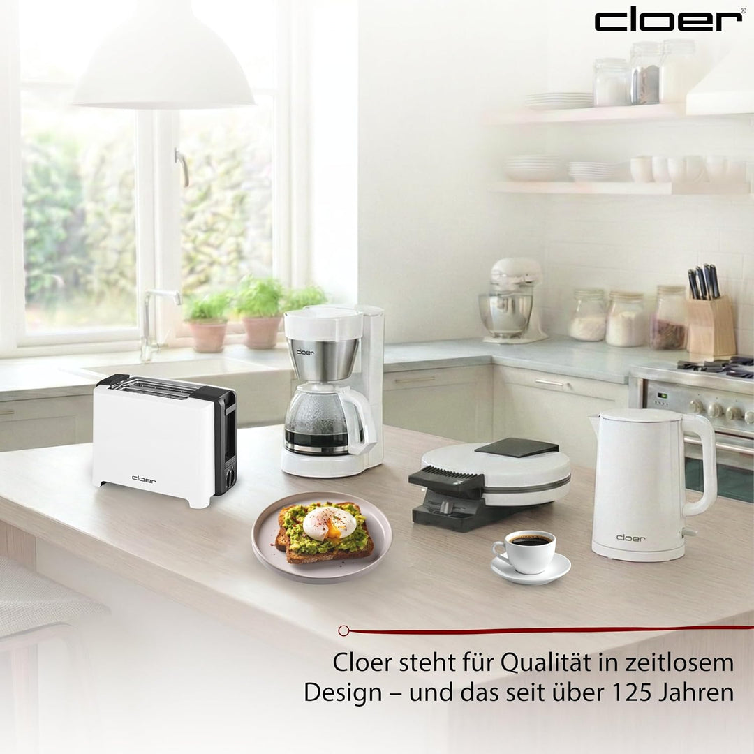 Cloer 3531 Full-Size Toaster für 2 XXL Toastscheiben, 750-900 Watt, Toast-Check-Funktion, Brötchenau