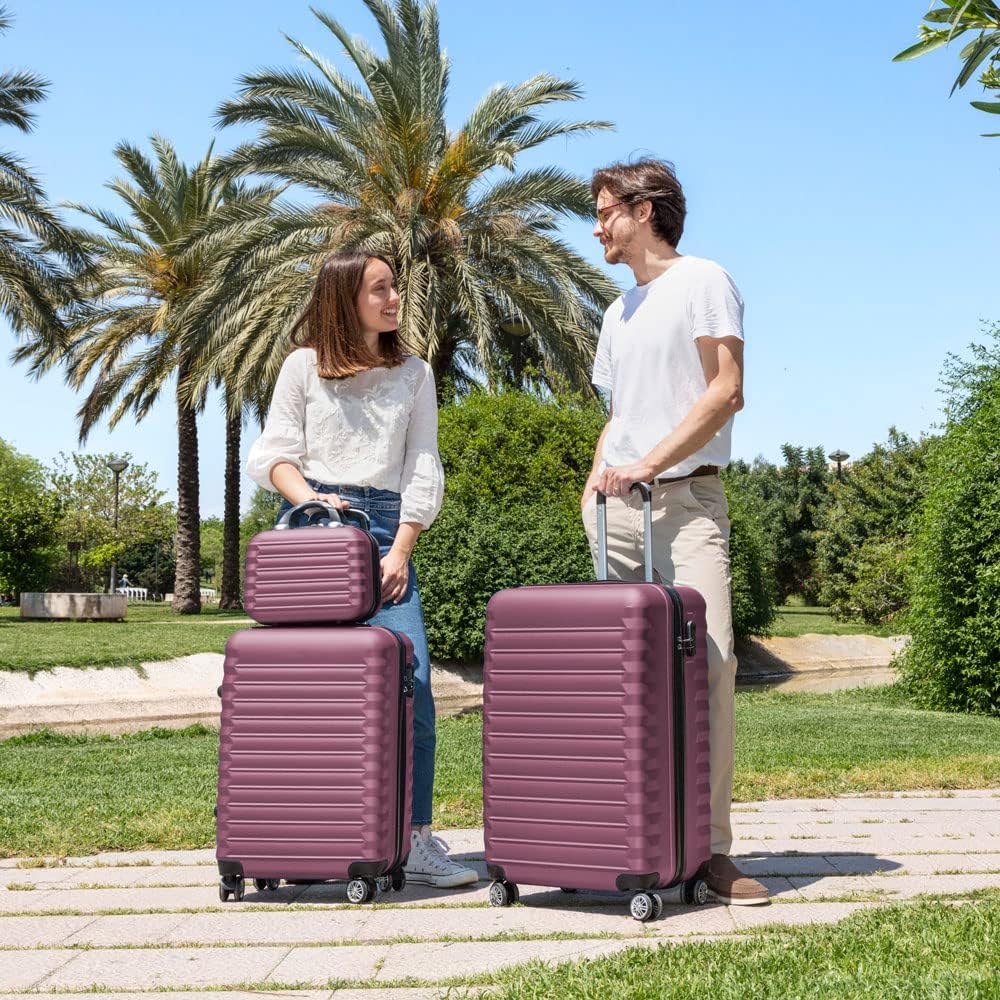NUMADA - Gepäck-Set und Kulturbeutel 4 Stück Bordeaux, gross 75cm, mittel 63cm, klein 53cm und Kultu