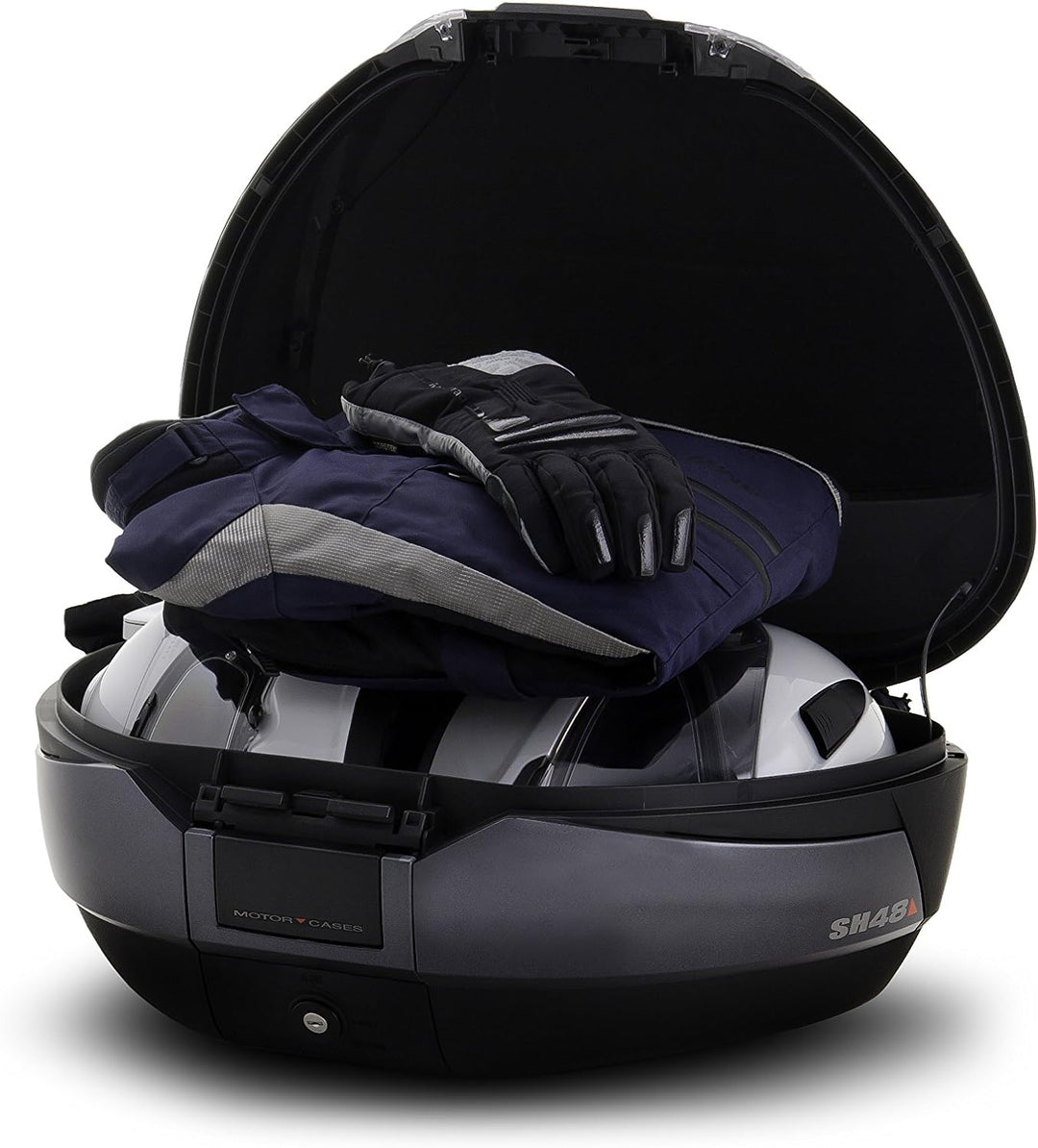 Shad D0B48100 Top-Case mit Universal Halter und Rückstrahler, 48 Liter Schwarz, Schwarz