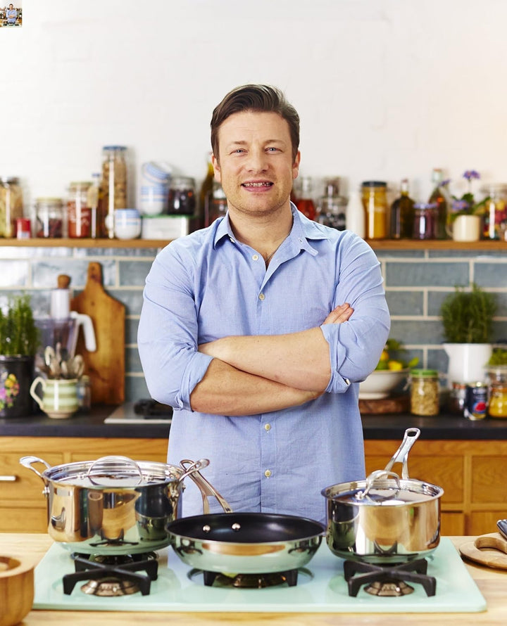 Tefal H80304 Jamie Oliver Premium Inox Induction Wave Pfanne (24 cm, antihaftbeschichtet) edelstahl