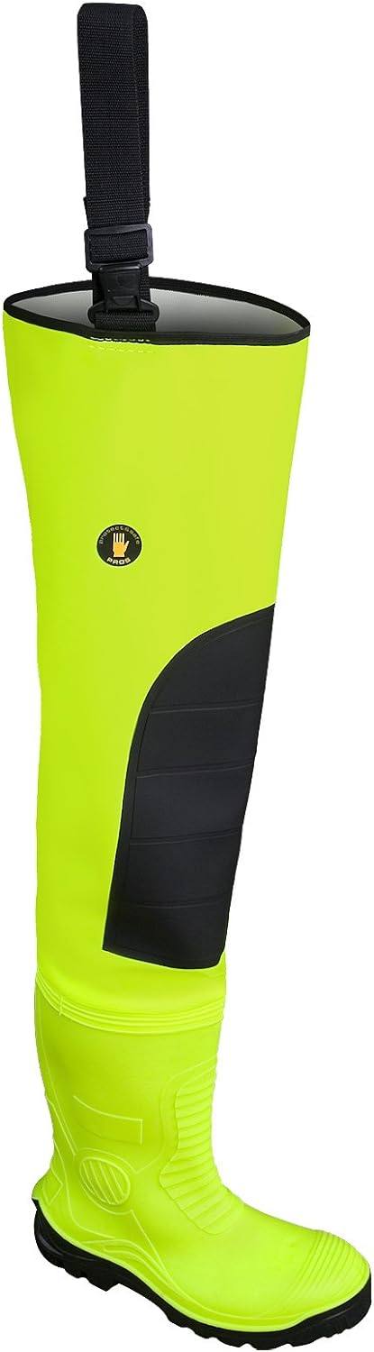 WATSTIEFEL FLUO Fluoreszierend Stahlkappe und Stahlzwischensohle Anglerhose hi Vis (Fluoreszierend G