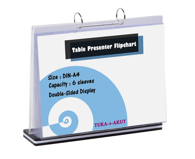TUKA-i-AKUT 6er A4 Quer Tisch-Flipchart aus Acryl mit Basis, Beidseitig Präsentation Flipchart, Aufs