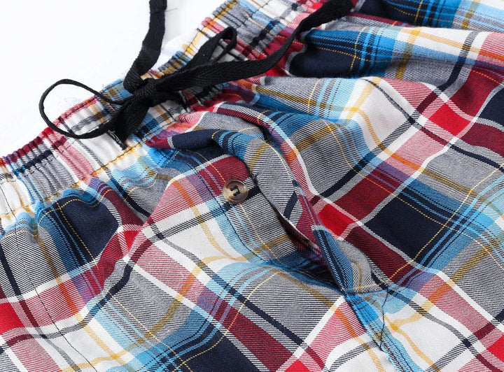 MoFiz Herren Pyjamahose Warm Lang Baumwolle Weich Schlafanzughose Kariert Winter Nachtwäsche Freizei