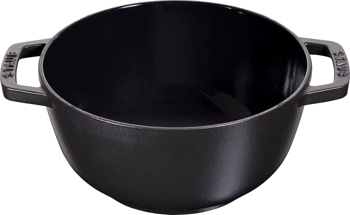 STAUB Fondue Set mit 6 Gabeln, Geeignet für Käse- Schoko- und Fleisch-Fondue, Gusseisen, 20 cm, Schw