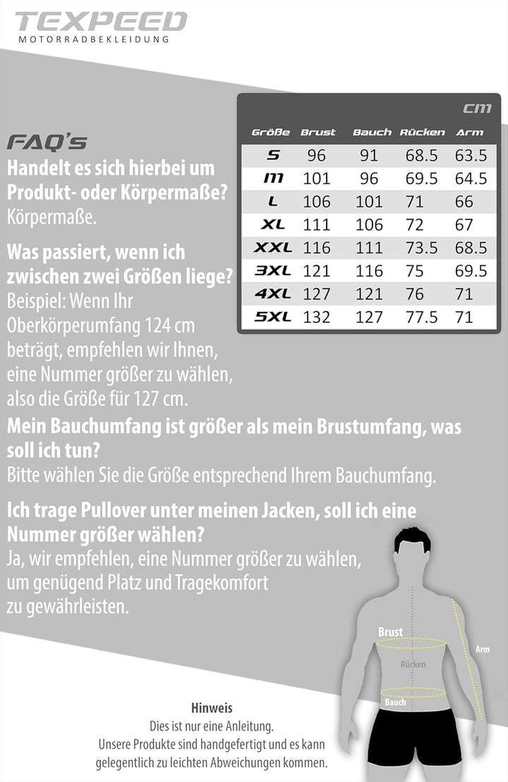 TEXPEED Motorradjacke herren mit protektoren - Motorrad Biker Wasserdicht Jacke Mit Rüstung (EN 1621