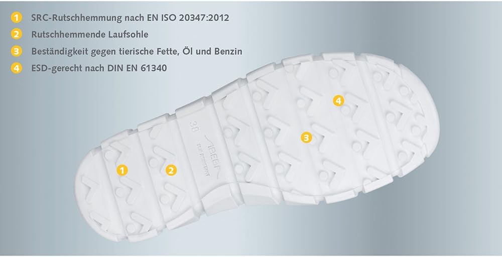 ABEBA 37345 DYNAMIC ESD Verstopfen, OB, A, E, FO, SRC, Weiss/Schwarz, Grösse 35 35 EU, 35 EU