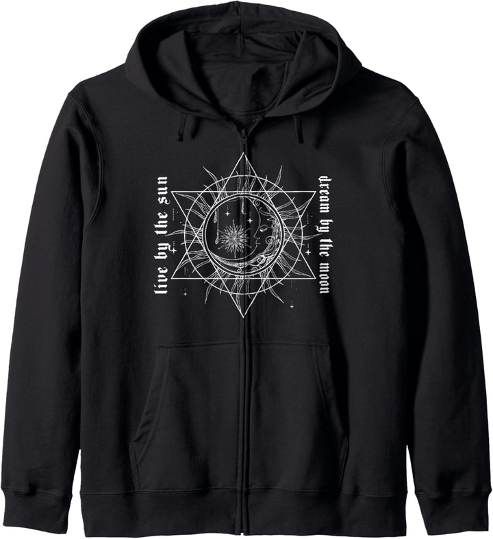 Occult Vintage Sonne und Mond Okkult Fashion Goth Pentagramm Kapuzenjacke