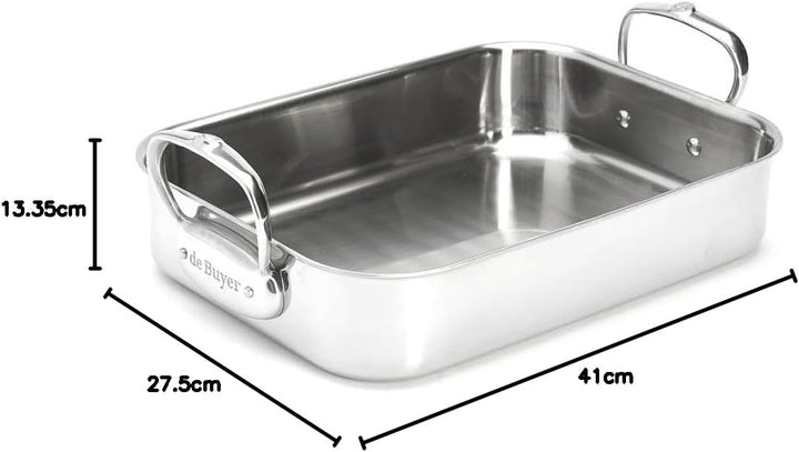 de Buyer - Bräter AFFINITY aus mehrlagigem Edelstahl - 41x27,5x13,35 cm - 3727.35