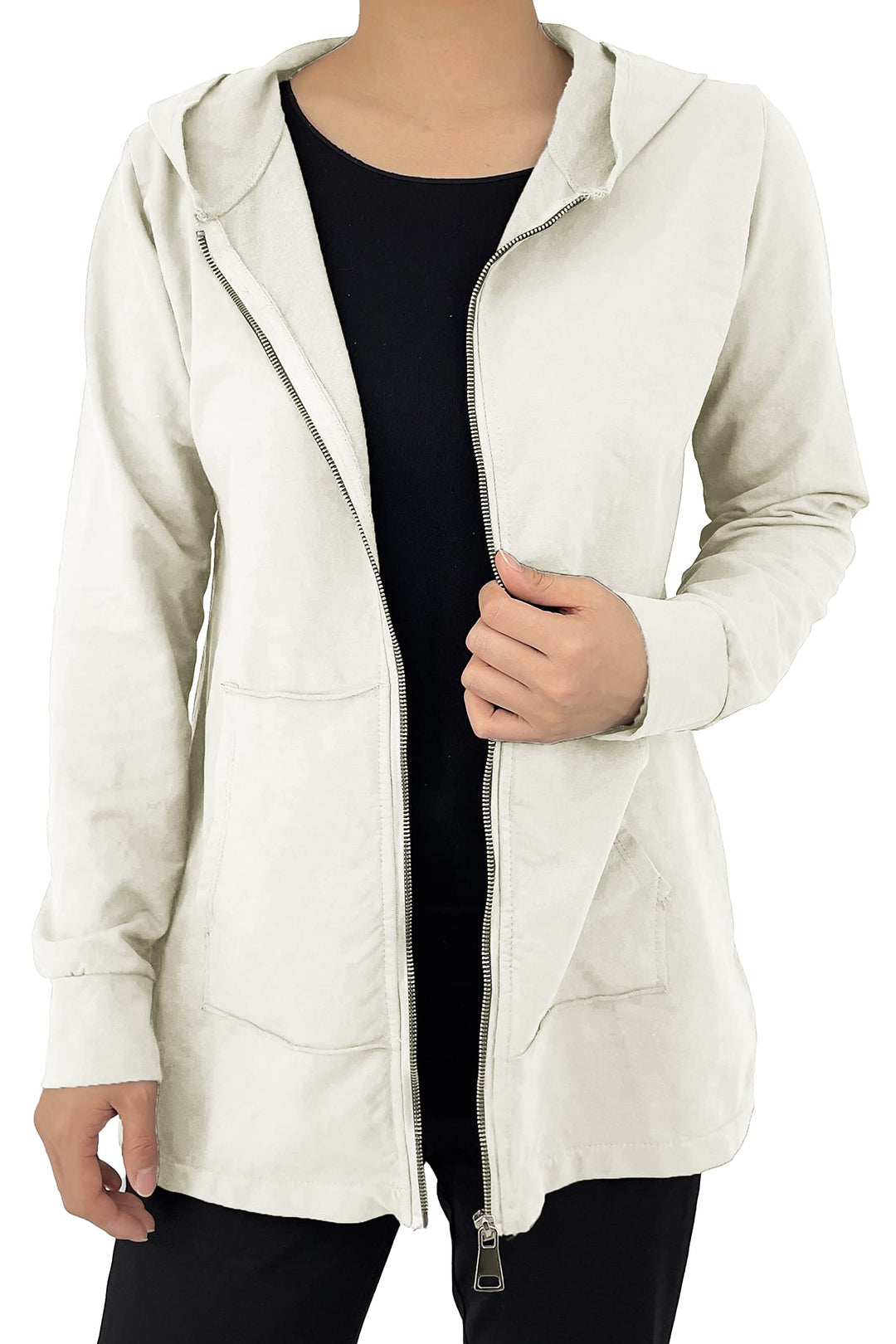 JOPHY & CO. Langes Sweatshirt für Frauen mit Kapuze, Reissverschluss und Taschen (cod. 9047) 3XL elf
