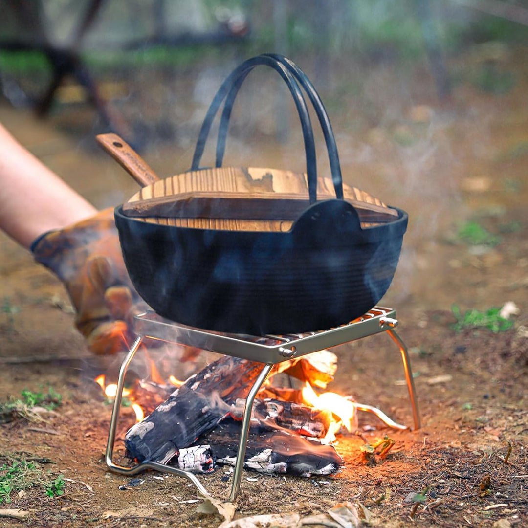 Klappbarer Campinggrill Tragbar Edelstahl Grillgitter Outdoor Grillrost mit Tragetasche Lagerfeuer-G