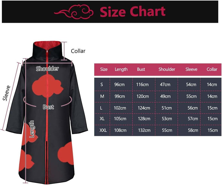 ACWOO Akatsuki Mantel für Kinder Erwachsener, Unisex Cosplay Anime Kostüm Itachi Mantel Cosplay Hall
