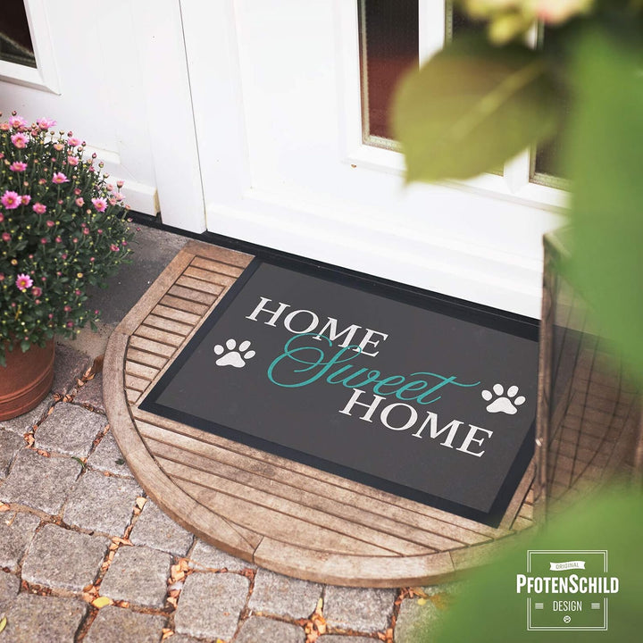 PfotenSchild Fussmatte mit lustigem Spruch - Home Sweet Home - 75 x 50 cm Schöner Fussabtreter für F