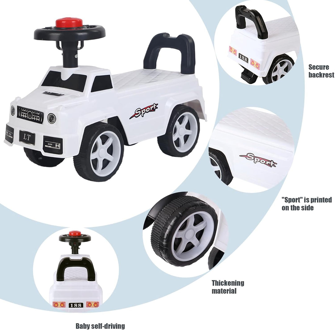 Rutschauto für Kinder, mit Hupe und Staufach, mit Hupe, Stauraum unter dem Sitz, Rutschfläche für Kl