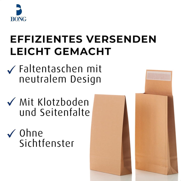 Faltentasche B4 (353x250x40mm) | Umschläge A4 haftklebend mit Klotzboden | Versandtaschen ohne Fenst