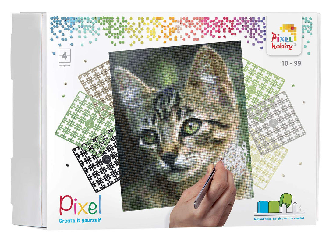 Pracht Creatives Hobby Pixel P090034 Geschenkverpackung Katze, Pixelbild ca. 20,3 x 25,4 cm gross, k