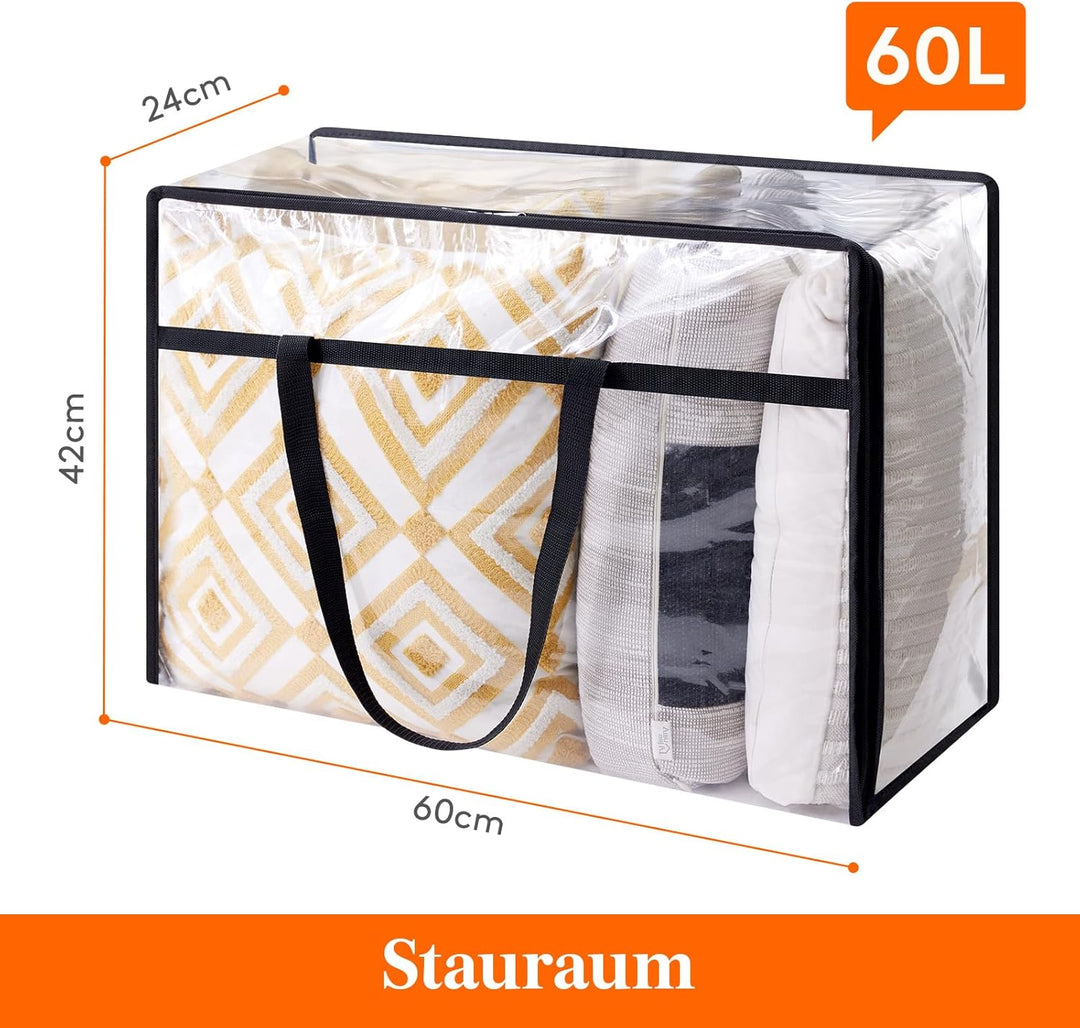 Lifewit 6 Stück Transparente Plastik Aufbewahrungstasche, 60L Kleiderschrank Organizer Aufbewahrungs