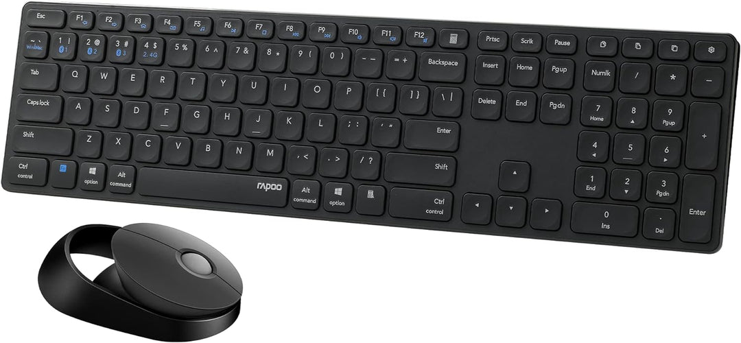 Rapoo 9750M kabelloses Tastatur-Maus Set Wireless Deskset 1600 DPI Sensor wiederaufladbarer Akku fla