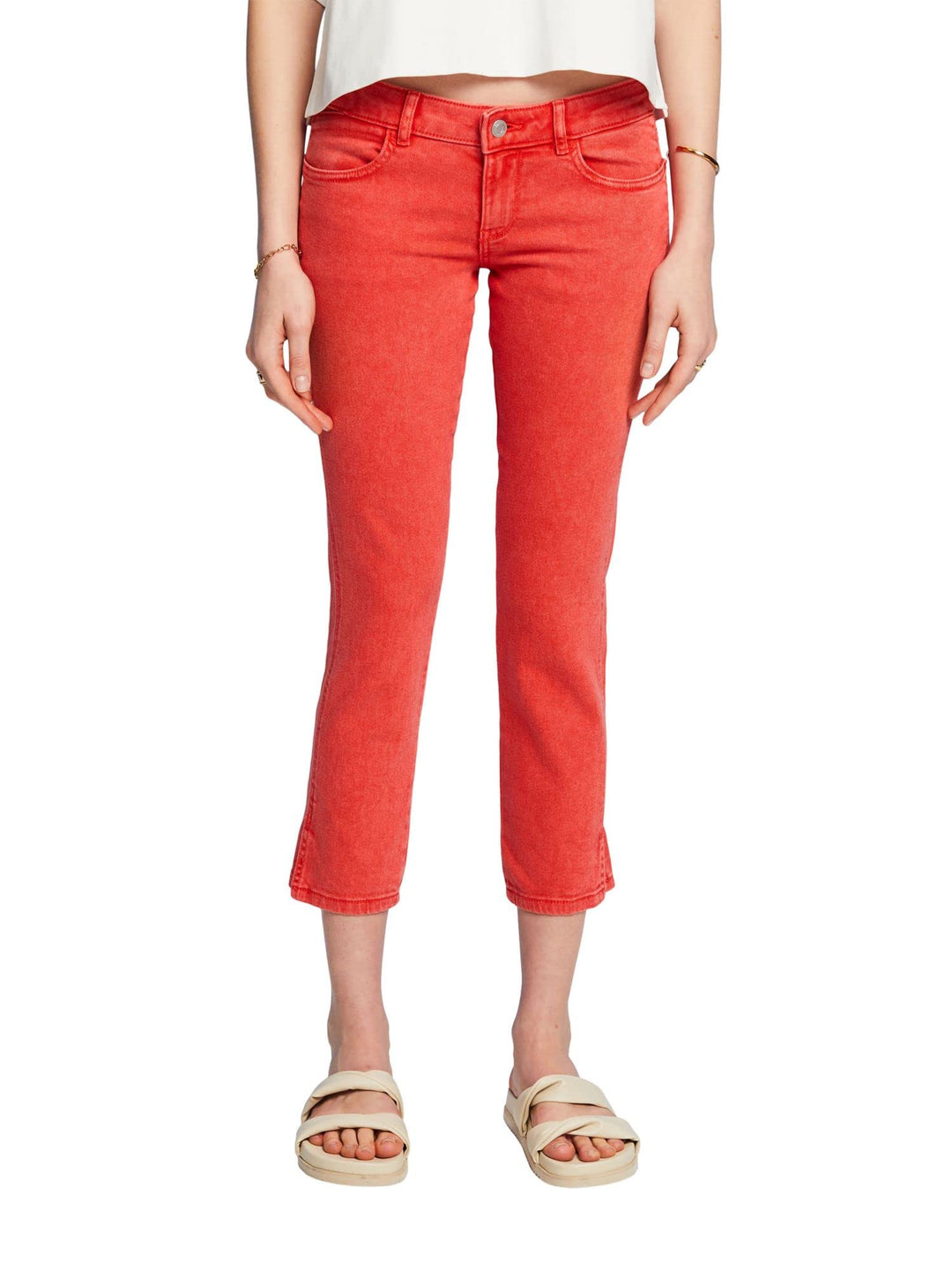 ESPRIT Capri-Hose aus Twill 25W / 28L Coral Orange, 25W / 28L Coral Orange