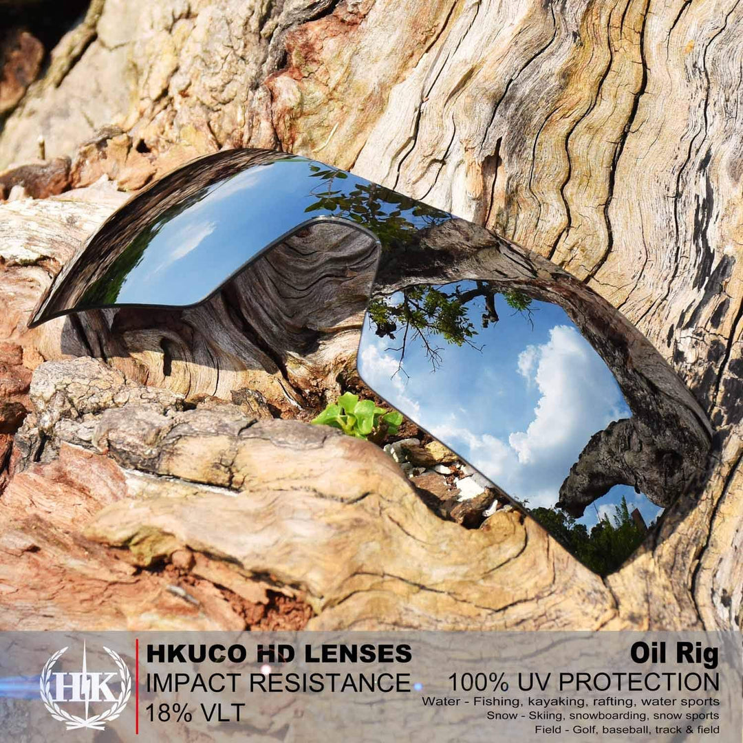 HKUCO Plus Mens Replacement Lenses For Oakley Oil Rig Blue/Titanium Sunglasses