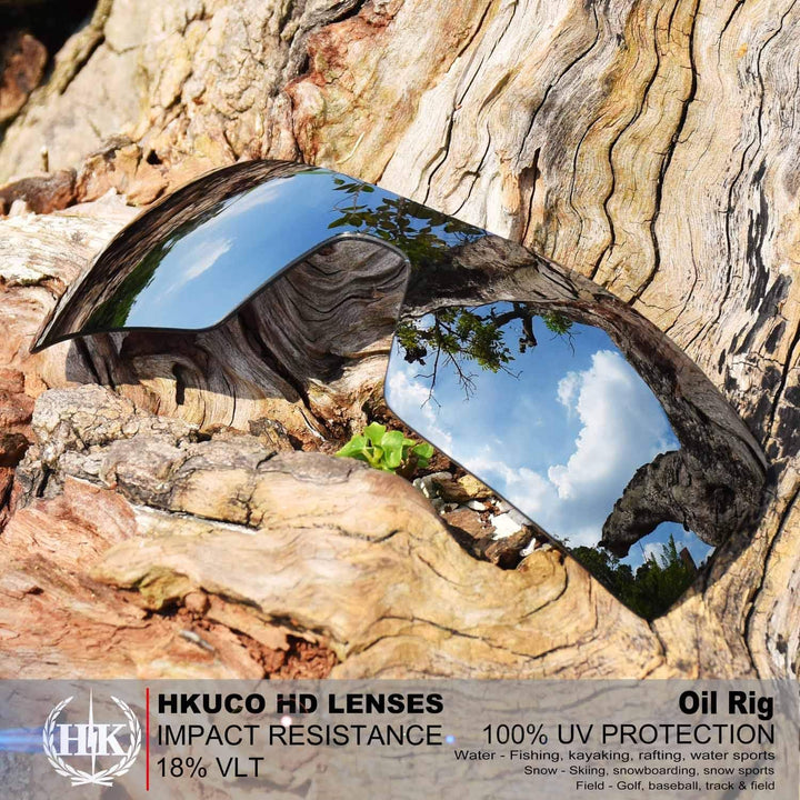 HKUCO Plus Mens Replacement Lenses For Oakley Oil Rig Blue/Titanium Sunglasses