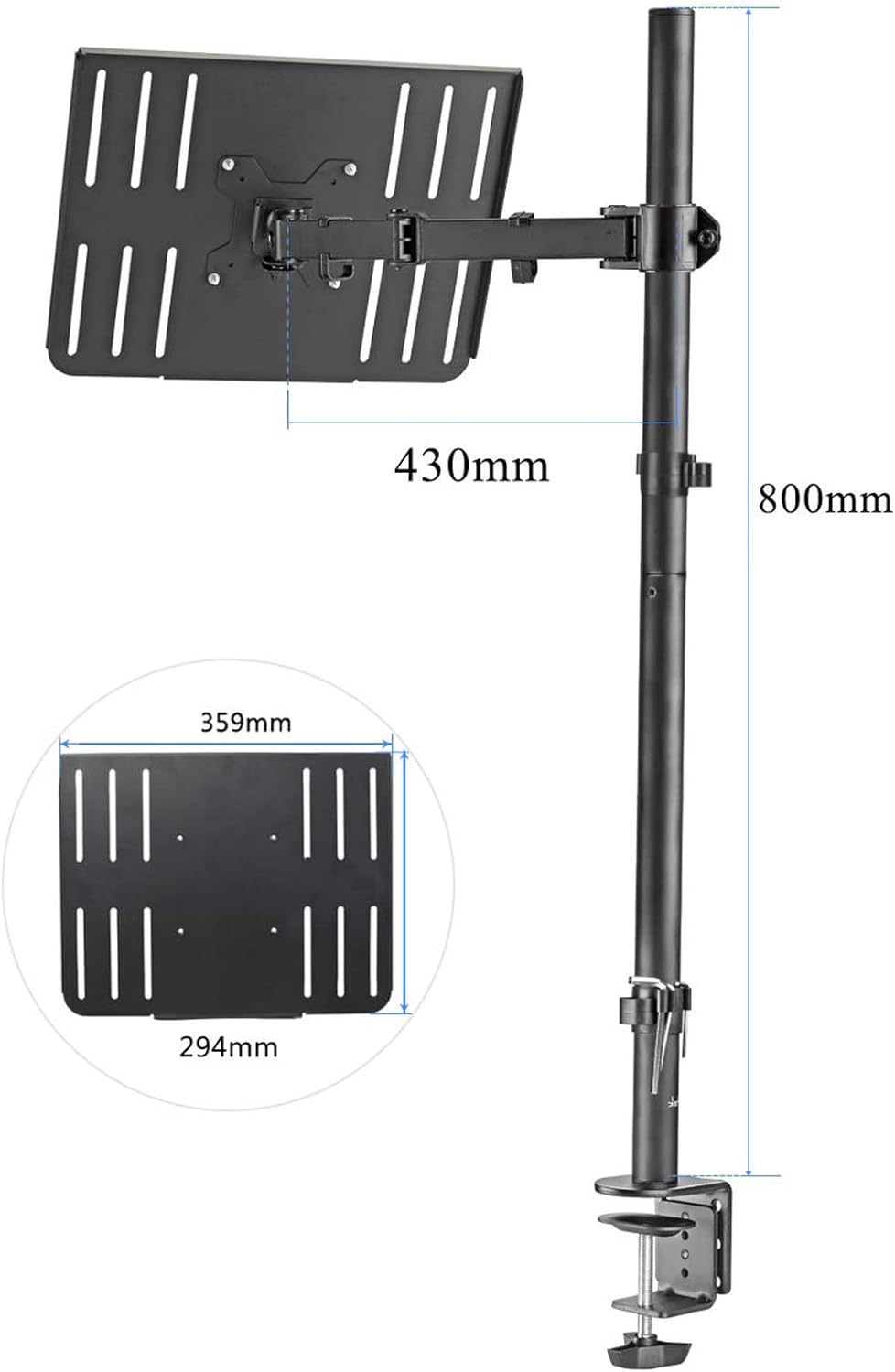suptek Monitor Arm mit Laptop Halterung, Volleinstellbar für 13-27 Zoll LCD LED Bildschirm bis zu 17