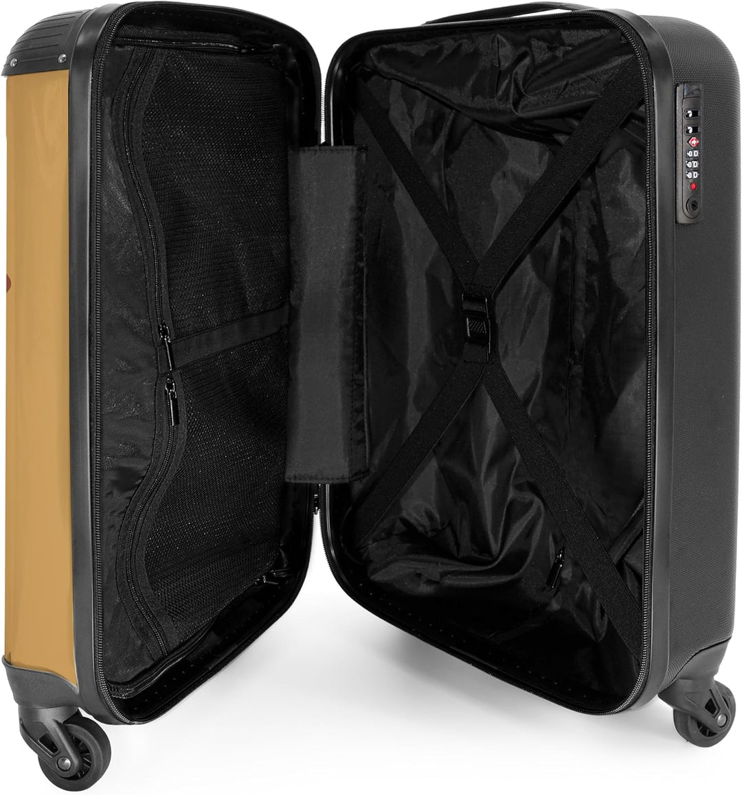 NoBoringSuitcases.com® Kinderkoffer - Koffer Kinder - Hartschalenkoffer Löwe - Koffer Beige - Reisek
