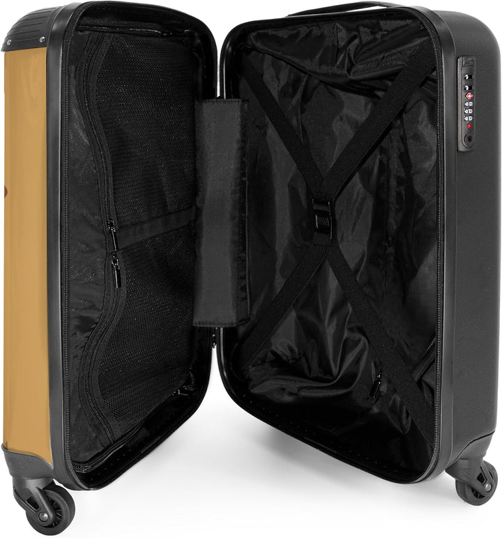 NoBoringSuitcases.com® Kinderkoffer - Koffer Kinder - Hartschalenkoffer Löwe - Koffer Beige - Reisek