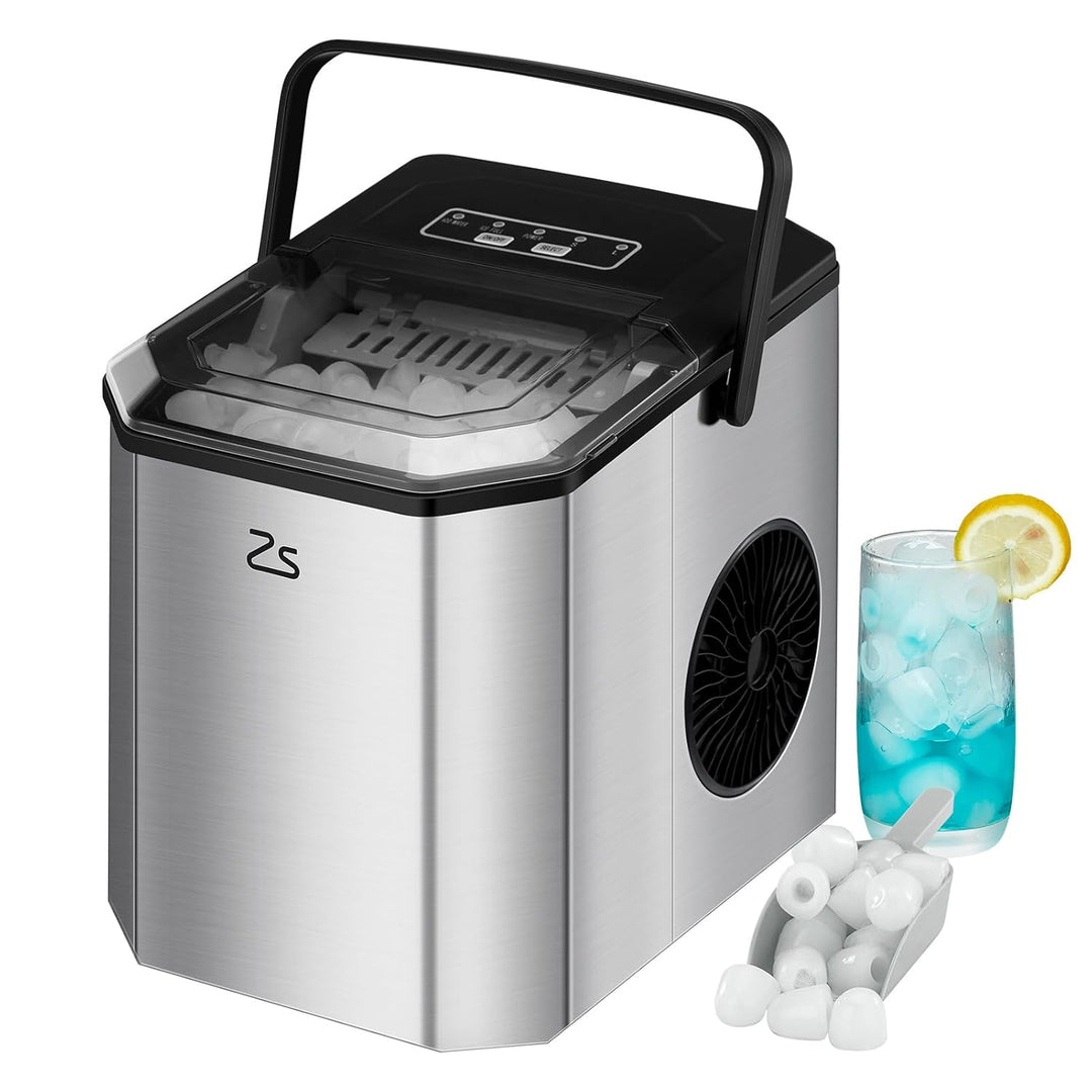 Kompakte Eiswürfelmaschine 120W Mini Eiswürfelmaschine | 9 Eiswürfel in nur 6 Minuten | Bis zu 26 lb