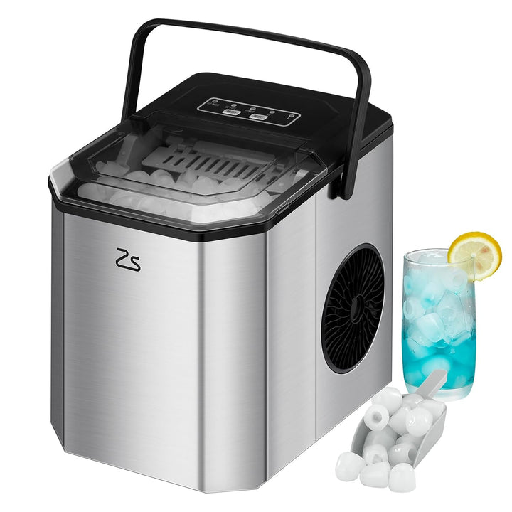 Kompakte Eiswürfelmaschine 120W Mini Eiswürfelmaschine | 9 Eiswürfel in nur 6 Minuten | Bis zu 26 lb