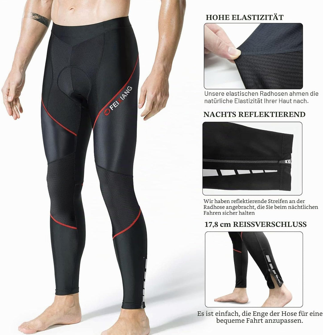 MEETWEE Herren Radlerhose Lange Fahrradhose, Kompression Radhose Leggings Radsport Hose für Männer E