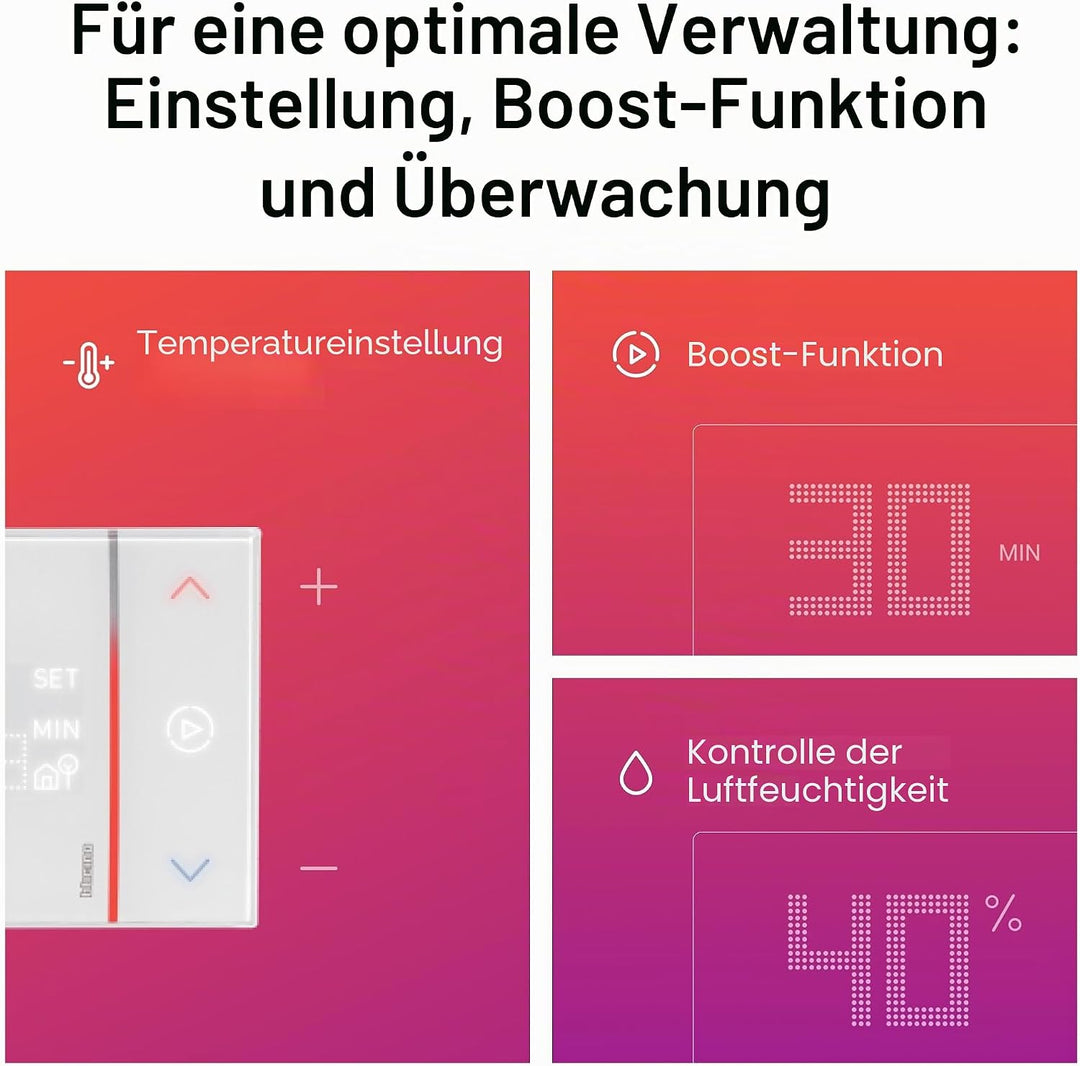 Bticino SXW8002 Digitales WLAN-Thermostat Smarther2 mit Netatmo, Unterputz-Thermostat, programmierba