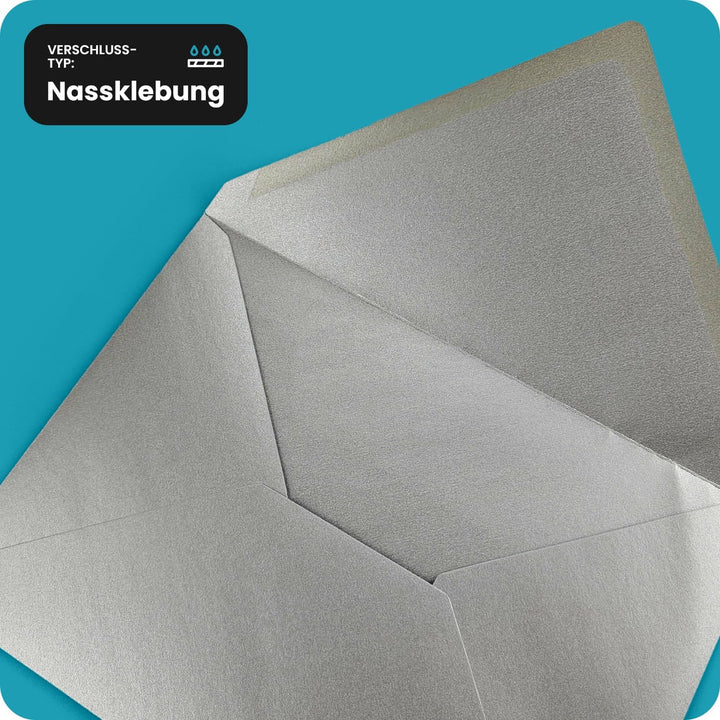 Netuno 100 Briefumschläge Perlmutt-Dunkel-Grau DIN C5 162x 229 mm 120g Aster Metallic Grey grosse Um