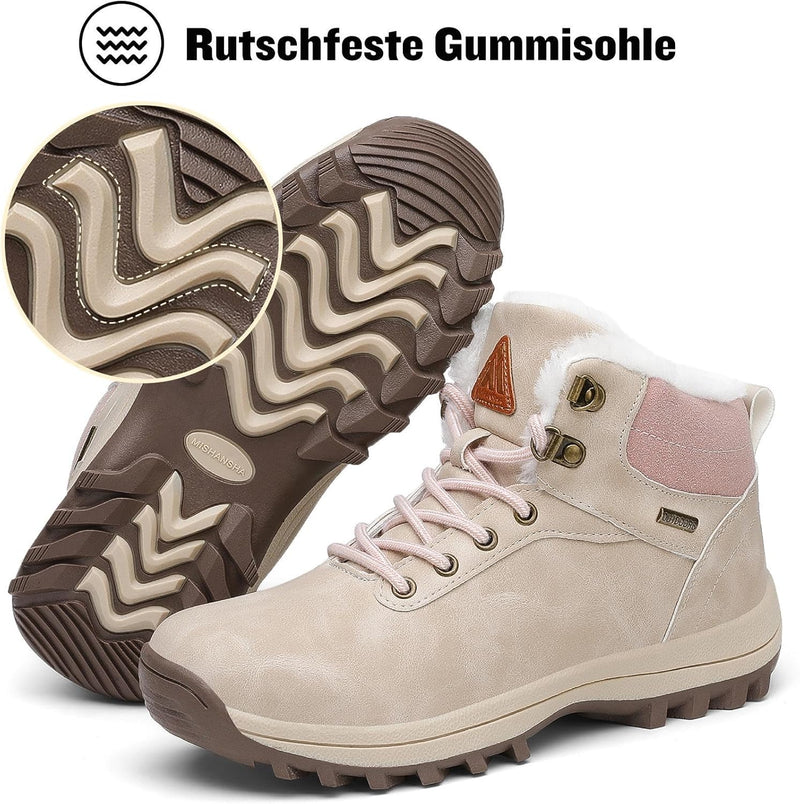 Mishansha Damen Herren Winterschuhe Warm Gefüttert Winterstiefel Wasserdicht Trekking Wanderschuhe G