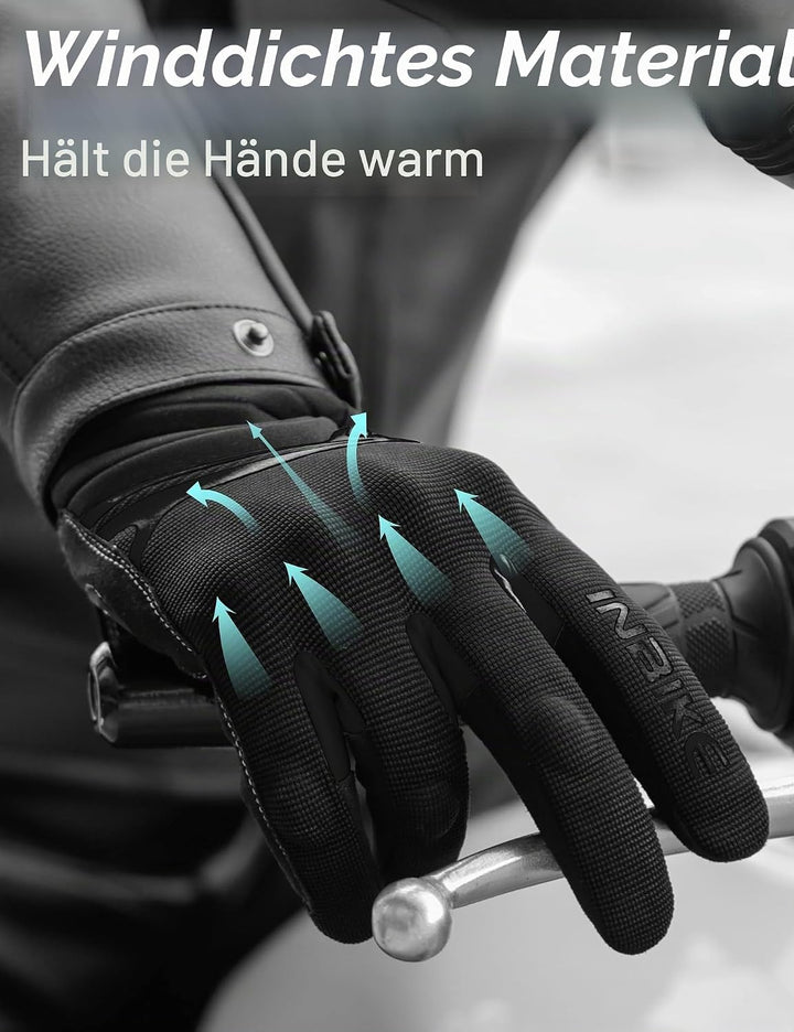 INBIKE Winter Motorradhandschuhe Wasserdicht Warm Winddicht mit Harter Schutz Motocross Motorrad Han